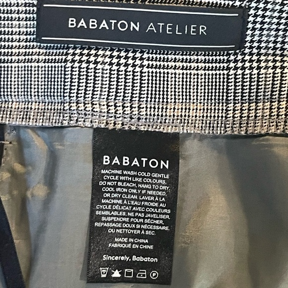 Aritzia Babaton Conan Pants Cropped GlenCheck Plaid High Rise Pull On Stretch 4 - Picture 8 of 11